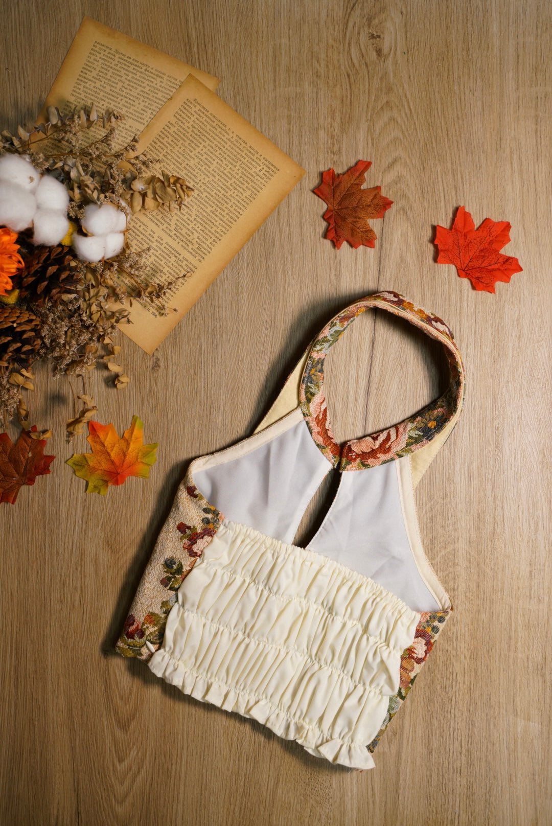 【islet homemade 1.0】Floral fabric vest*Reverse collar style