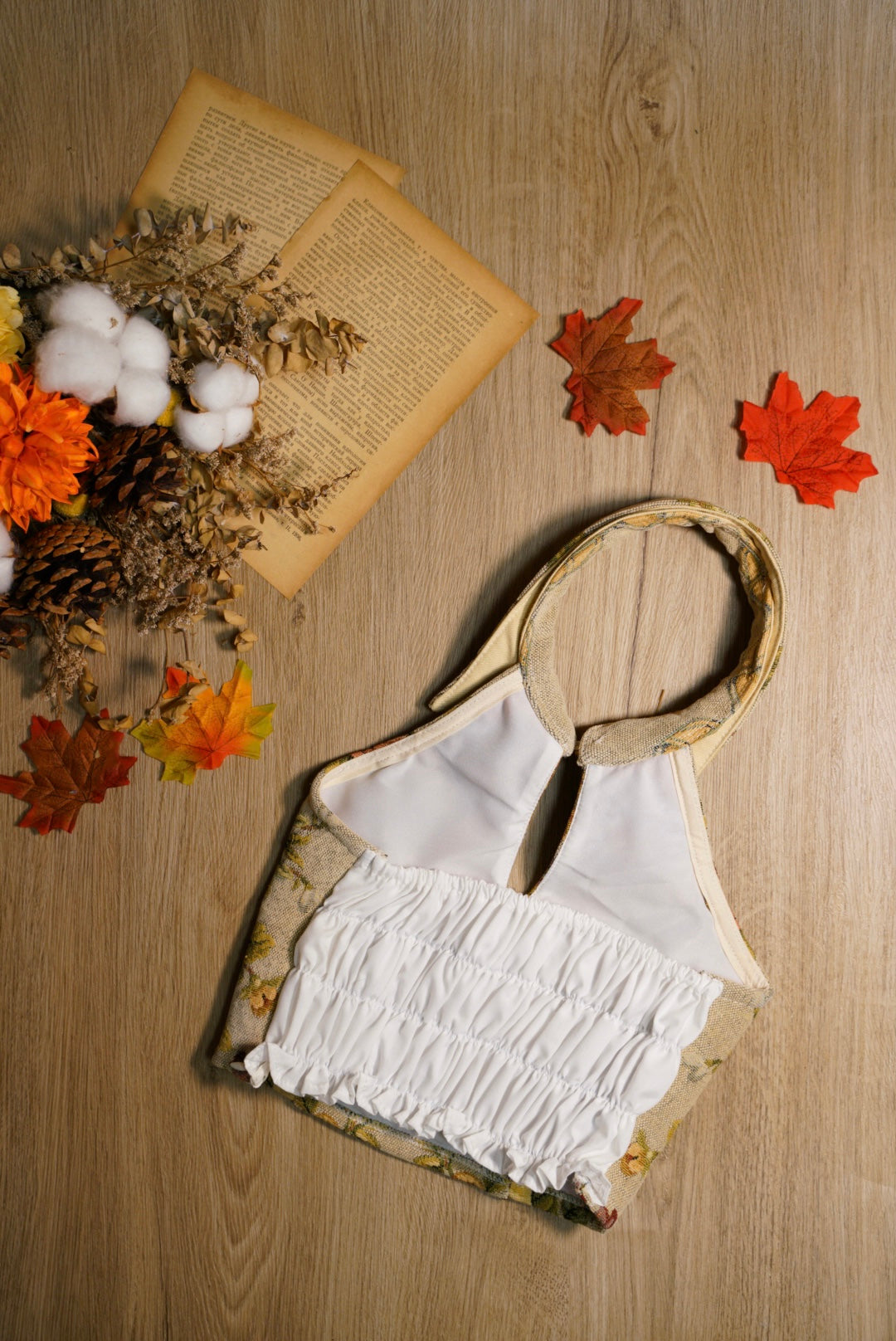 【islet homemade 1.0】Floral abric vest*Reverse collar style