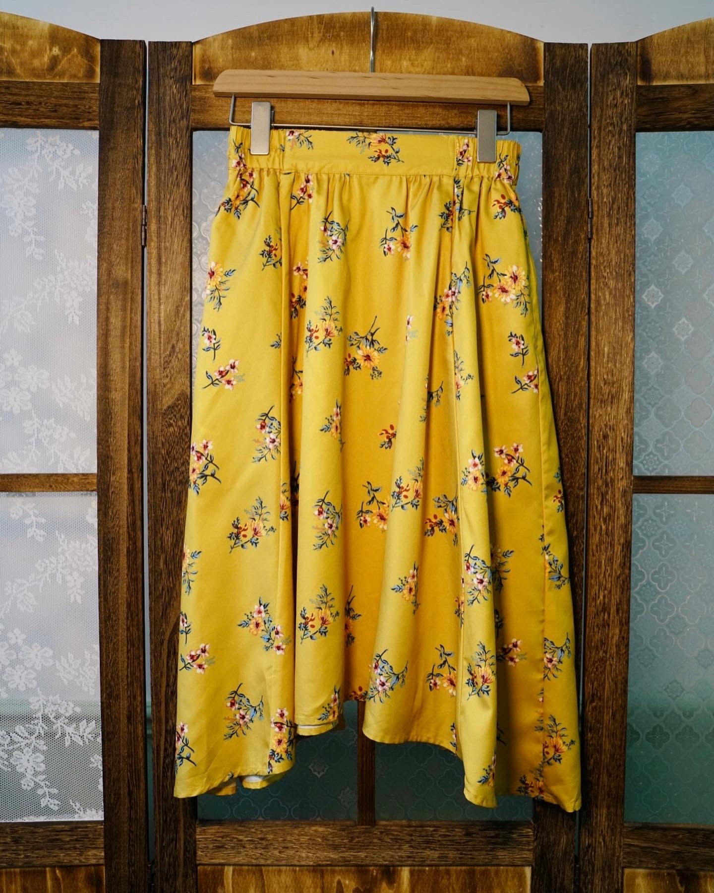 Yellow floral umbrella skirt