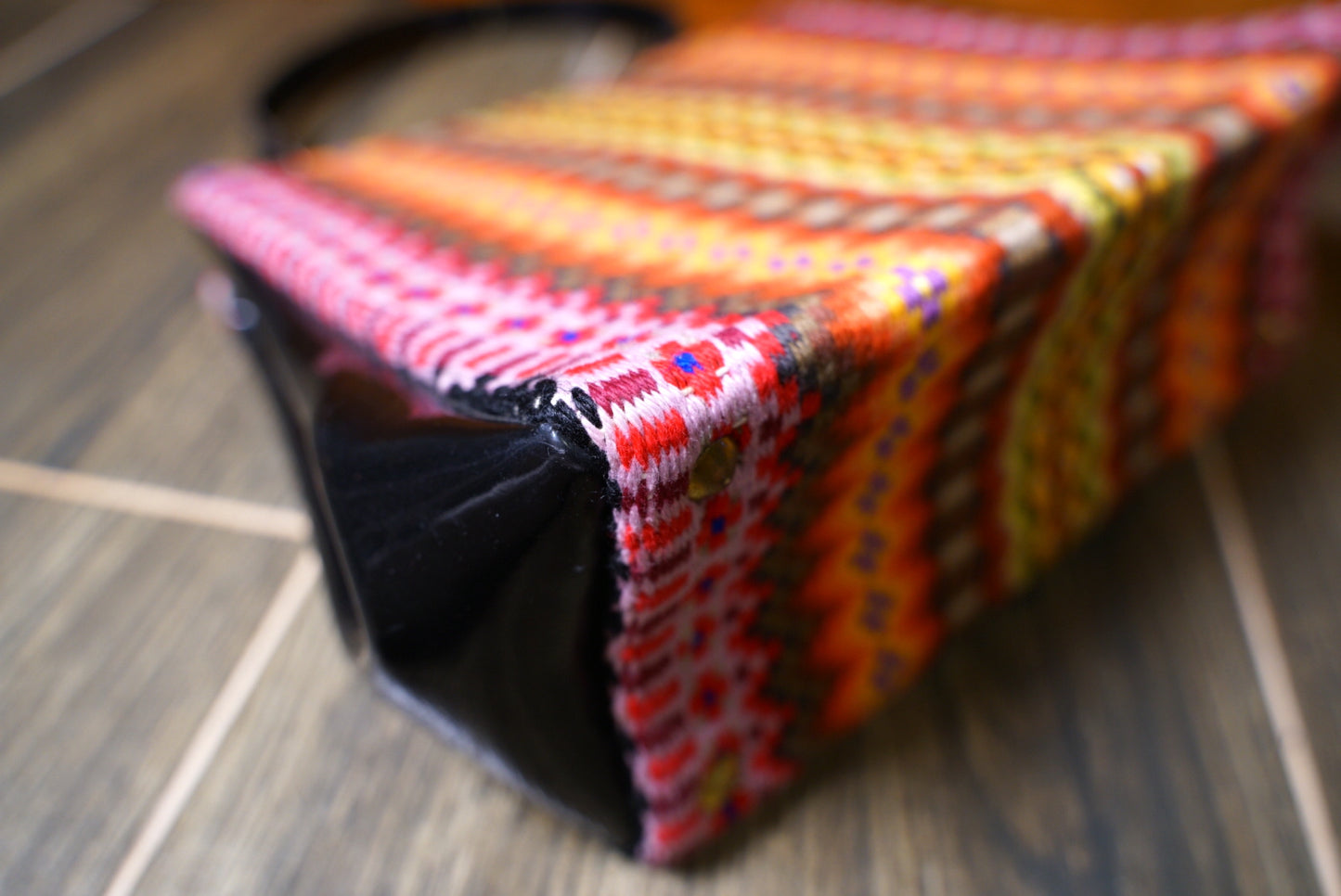 Non-branded // Rainbow colored fabric handbag