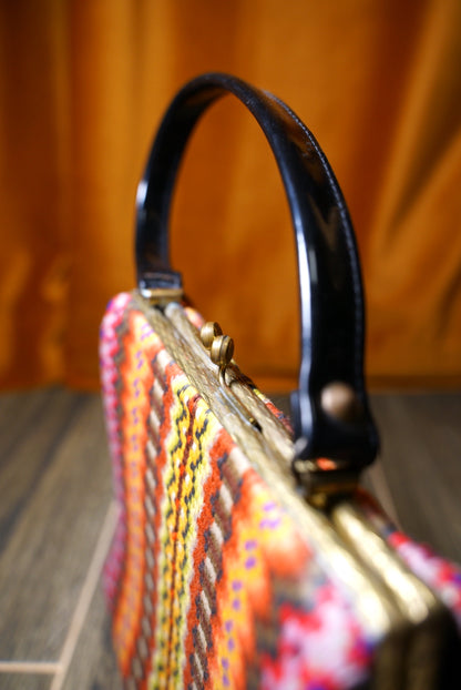 Non-branded // Rainbow colored fabric handbag