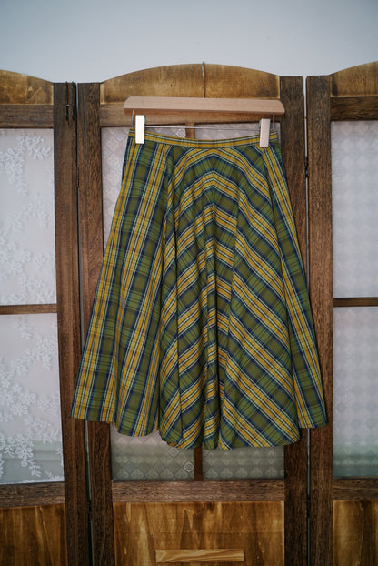 Yellow and green checkered umbrella skirt