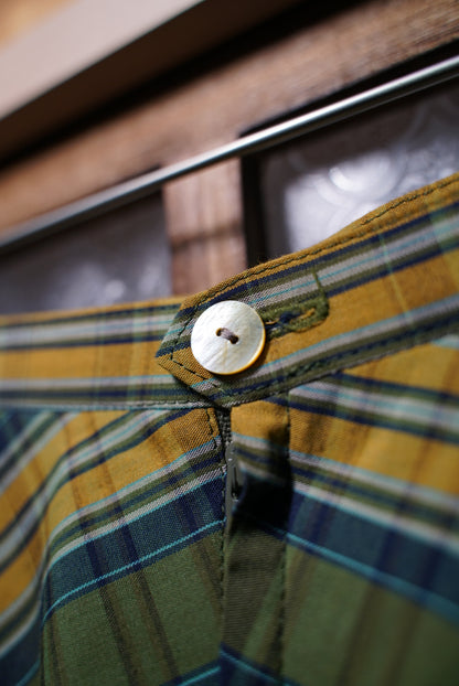 Yellow and green checkered umbrella skirt