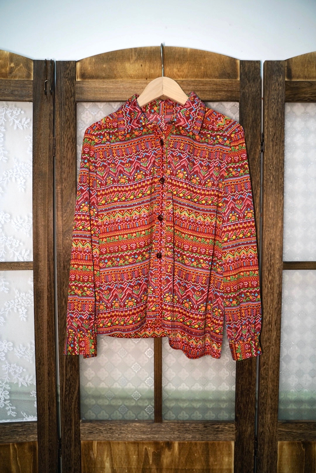 Red Ethnic Style Shirt