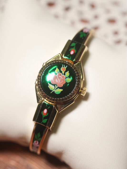 Hand drawn flower bracelet watch