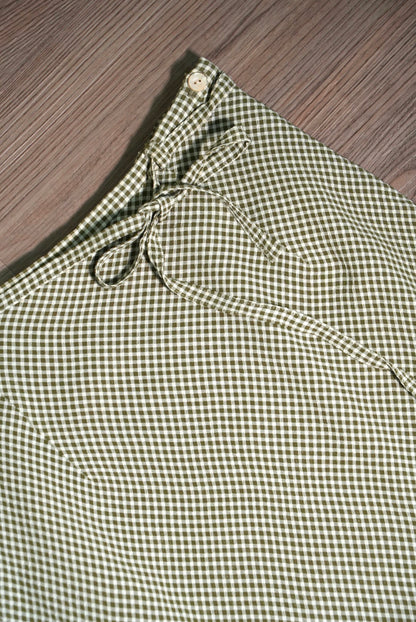 Light green checkered chiffon skirt