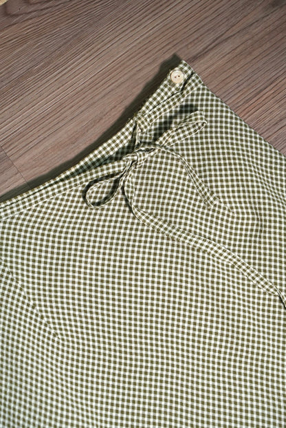 Light green checkered chiffon skirt