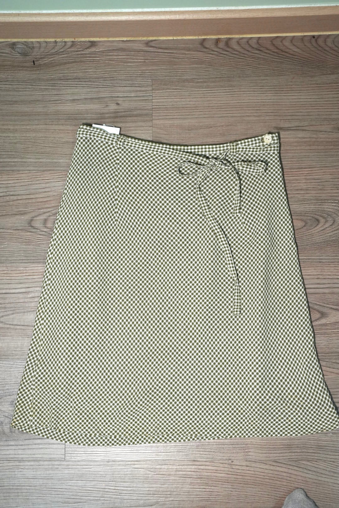 Light green checkered chiffon skirt