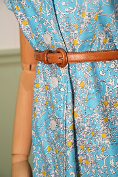 Light blue printed long skirt