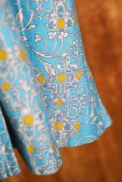 Light blue printed long skirt