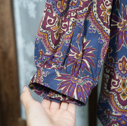 Purple Cashew Flower Long Sleeve Shirt