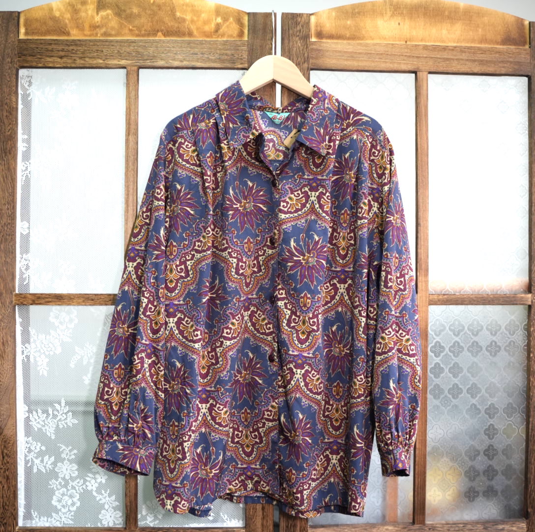 Purple Cashew Flower Long Sleeve Shirt