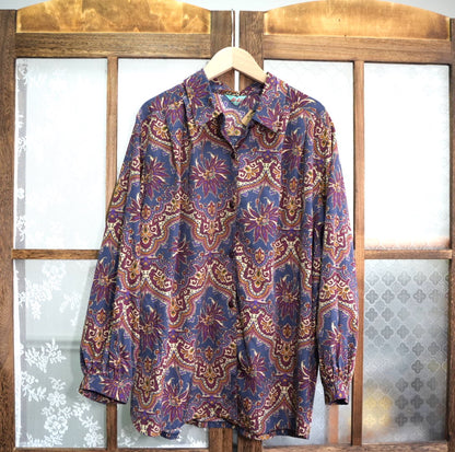 Purple Cashew Flower Long Sleeve Shirt