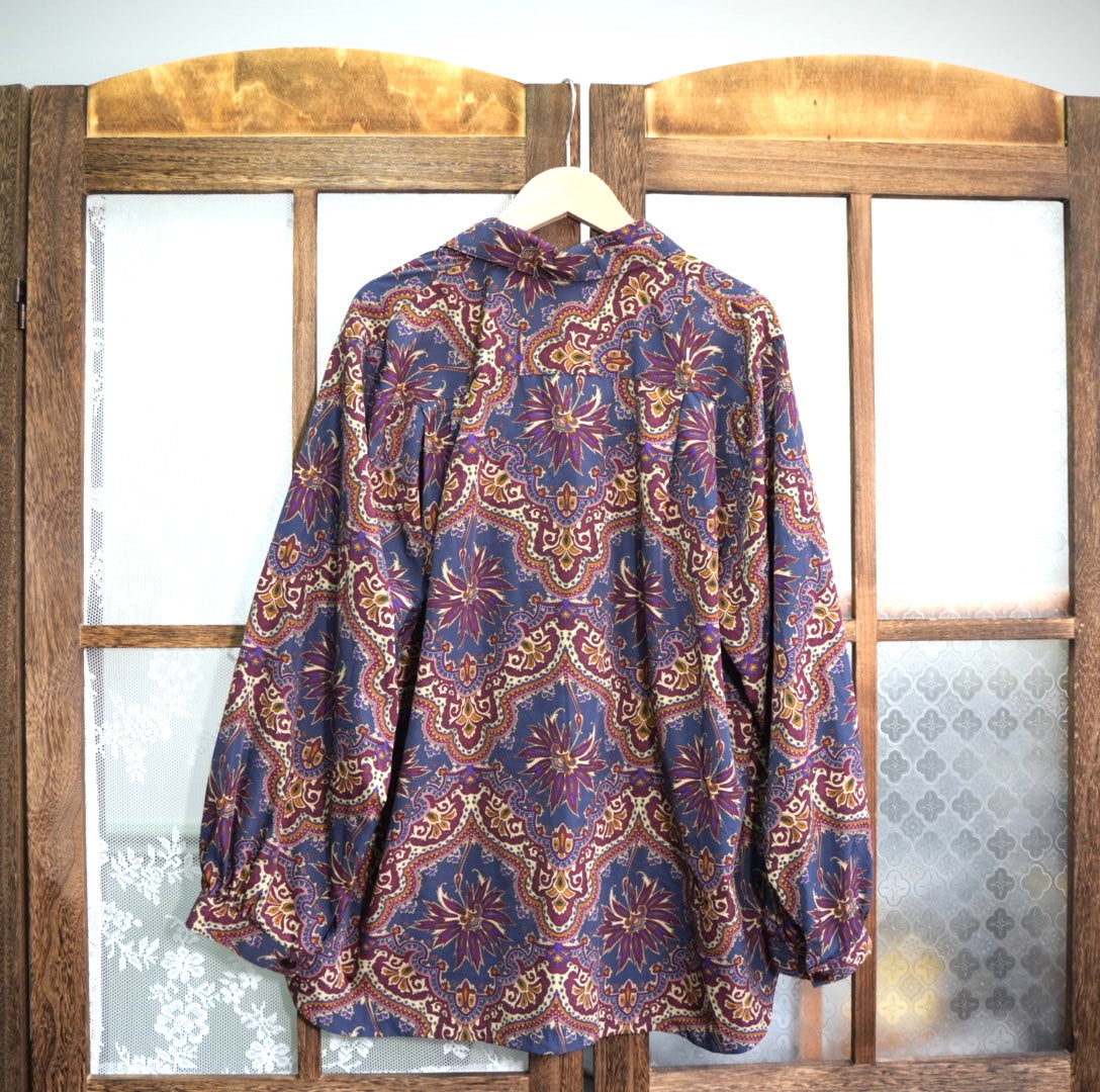 Purple Cashew Flower Long Sleeve Shirt