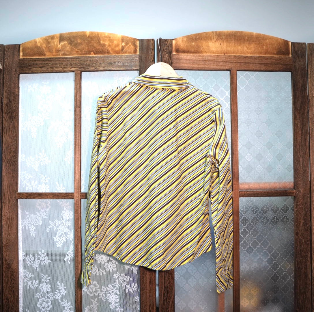 Yellow and brown striped shirt