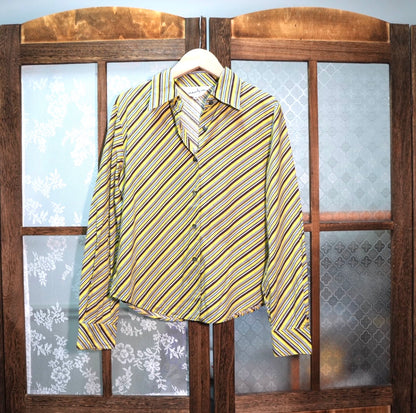 Yellow and brown striped shirt