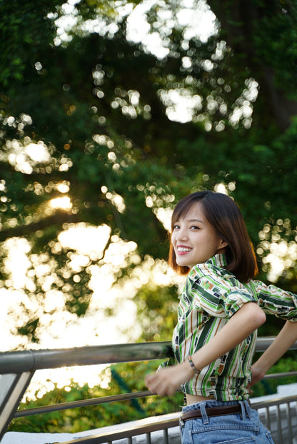 Green striped shirt