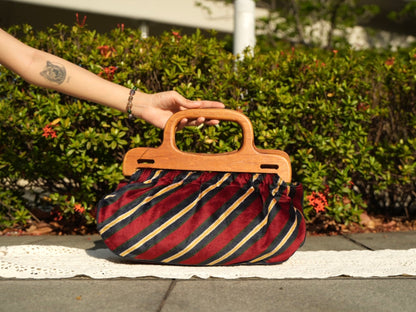 Non-branded // Velvet bag with wooden handle