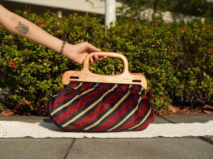 Non-branded // Velvet bag with wooden handle