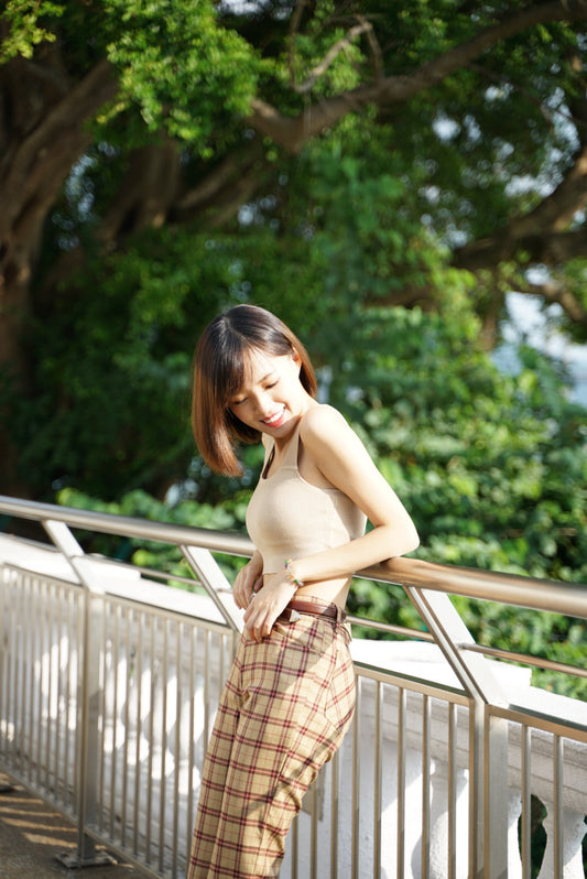 Apricot Checkered trousers