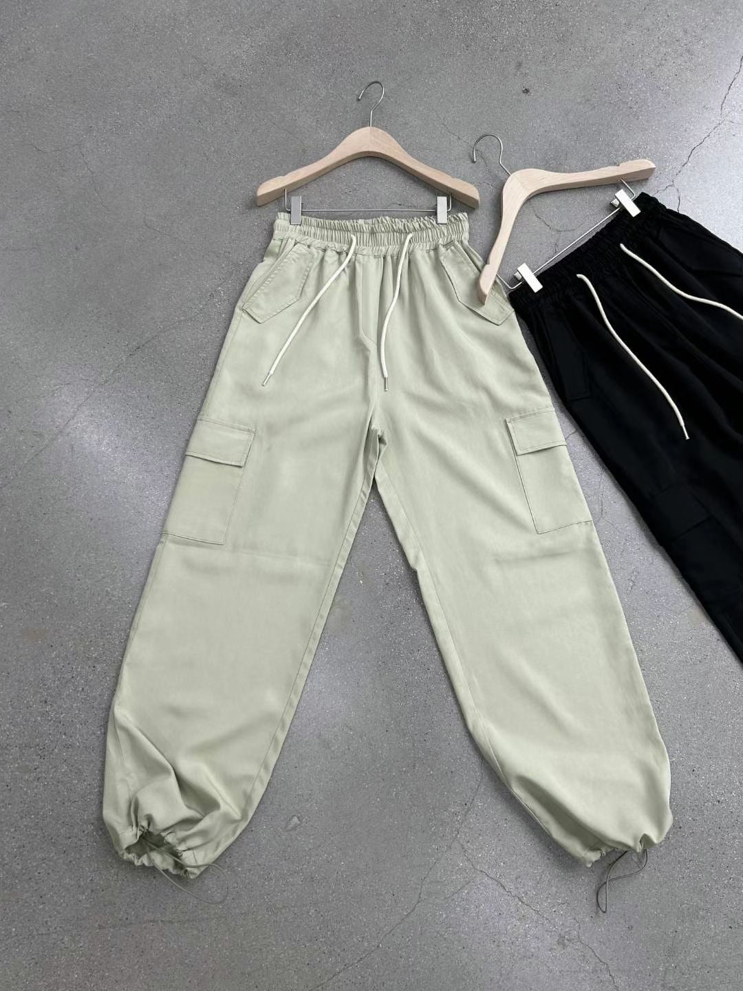 Pink green cargo pants wide-leg pants x overalls