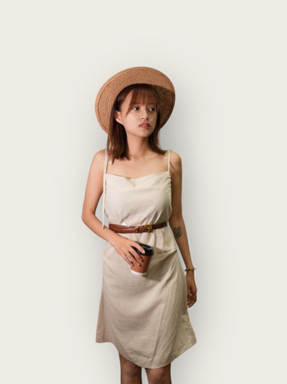 Ultra light linen suspender skirt